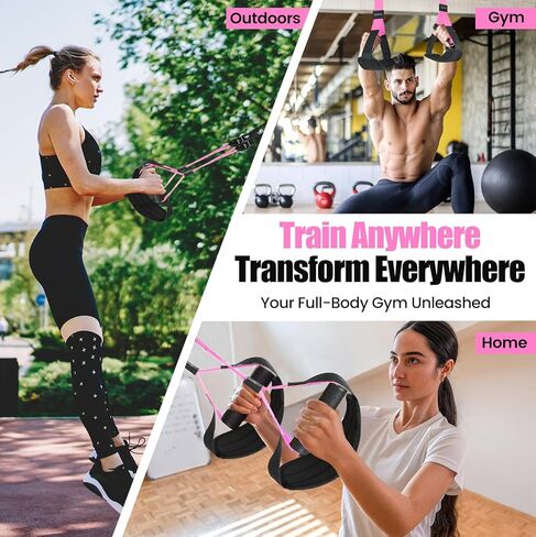 Home Suspension Training Kit with Suspension Trainer, Straps & Bands – Adjustable Full-Body Workout System for Home Gym, Yoga, Pilates, Travel | Compact Design in Kuwait