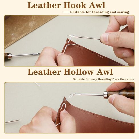 Zxiixz 3 Pack Leather Scratch Awl Tool ، AWL Tool Selecting with Dudd Wooden Handle Fork For Titching Enching Sewing ، Scratch AWL Supplies for Diy Leather Sewing Craft Repair in Kuwait