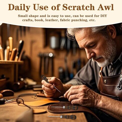 Zxiixz 3 Pack Leather Scratch Awl Tool ، AWL Tool Selecting with Dudd Wooden Handle Fork For Titching Enching Sewing ، Scratch AWL Supplies for Diy Leather Sewing Craft Repair in Kuwait