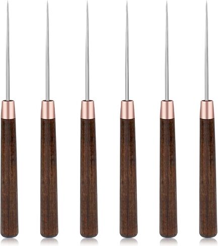 Zxiixz 3 Pack Leather Scratch Awl Tool ، AWL Tool Selecting with Dudd Wooden Handle Fork For Titching Enching Sewing ، Scratch AWL Supplies for Diy Leather Sewing Craft Repair in Kuwait