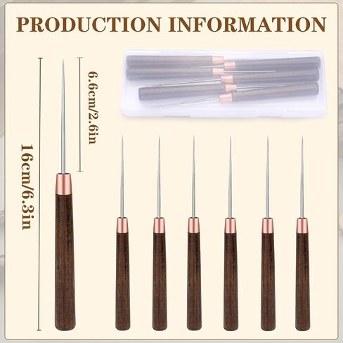 Zxiixz 3 Pack Leather Scratch Awl Tool ، AWL Tool Selecting with Dudd Wooden Handle Fork For Titching Enching Sewing ، Scratch AWL Supplies for Diy Leather Sewing Craft Repair in Kuwait