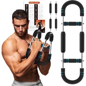 مدرب ذراع Twister قابل للتعديل مع 4 Springs & Workout Guide ، 12 مستوى مقاومة (40-110 رطلاً)-مدرب قوة في الصدر والجزء العلوي من الجسم للرجال والنساء ، باني عضلات الصالة الرياضية المنزلية in Kuwait