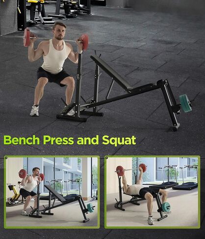 600LBS Incline Weight Bench Set with Rack, 4-in-1 Adjustable Workout Bench with Leg Extention for Bench press,Curl and Ab Workouts, Best for teenage boys, Women, Beginners and Small Individuals in Kuwait