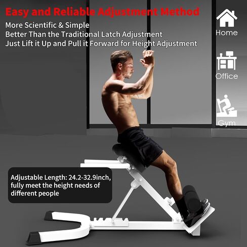 Dual Adjustable Roman Chair Back Extension Bench, 330Lbs Weight Capacity, Adjustable Back Exercise Machine for Core Strength and Back Pain Relief for Home Gym in Kuwait