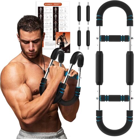 مدرب ذراع Twister قابل للتعديل مع 4 Springs & Workout Guide ، 12 مستوى مقاومة (40-110 رطلاً)-مدرب قوة في الصدر والجزء العلوي من الجسم للرجال والنساء ، باني عضلات الصالة الرياضية المنزلية in Kuwait