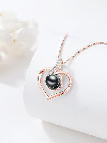 Tahitian Black Pearl 18K أبيض الذهب مطلي بالفضة الفضية القلاح القلادة لذكرى زواج أعياد الميلاد هدية المجوهر in Kuwait