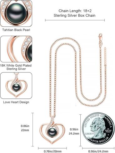 Tahitian Black Pearl 18K أبيض الذهب مطلي بالفضة الفضية القلاح القلادة لذكرى زواج أعياد الميلاد هدية المجوهر in Kuwait