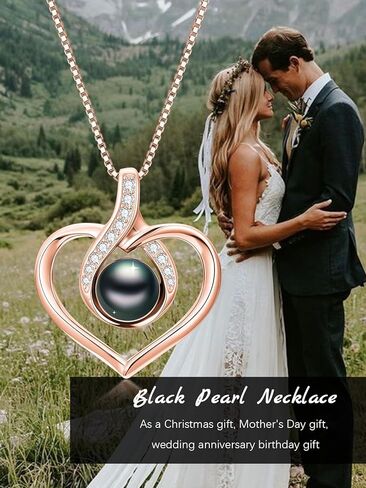 Tahitian Black Pearl 18K أبيض الذهب مطلي بالفضة الفضية القلاح القلادة لذكرى زواج أعياد الميلاد هدية المجوهر in Kuwait