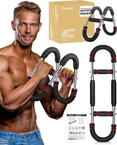Saker Twister Arm Trainer, PowerTwist Arm Trainer, Adjustable Forearm Strengthener, Arm Exercise Equipment, Chest Workout Equipment, Portable Spring Resistance for Home Gym Equipment in Kuwait