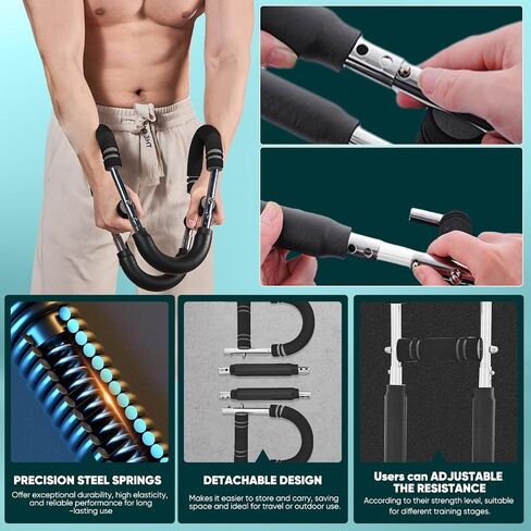 Twister Arm Trainer, Adjustable Spring Chest Expander and Forearm Strengthener, Triceps, Biceps, Shoulder, Back & Thigh Workout bar Equipment, Portable Upper Body Exerciser for Home Fitness in Saudi Arabia
