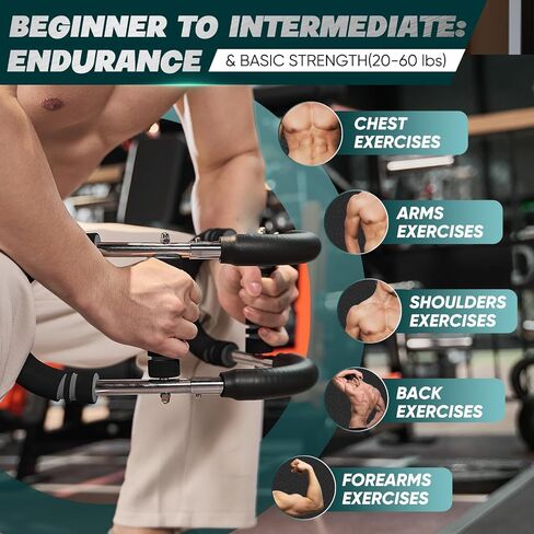 Twister Arm Trainer, Adjustable Spring Chest Expander and Forearm Strengthener, Triceps, Biceps, Shoulder, Back & Thigh Workout bar Equipment, Portable Upper Body Exerciser for Home Fitness in Saudi Arabia
