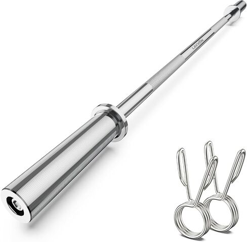 57" Olympic Barbell Bar, 2" Standard Straight Barbell Bars for Weight Lifting Bar for Bench Press/Squats/Hip Thrusts/Lunges/Biceps- Home Gym Weight Bar- 2 Spring Collars(500lb Weight Capacity) in Kuwait