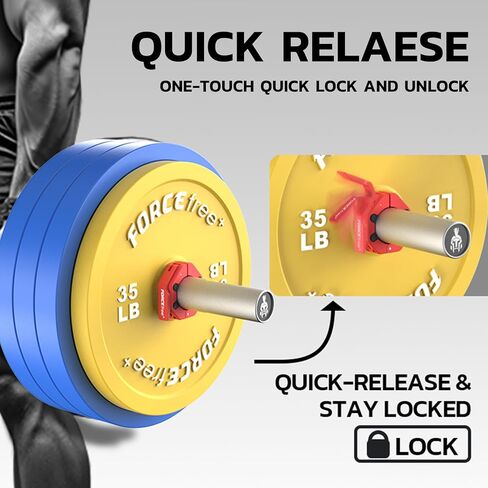 Quick Release Barbell Collars - Slim Design, Non-Slip Secure, High-Strength Durable, Metal Linkage - Fits 2-Inch Olympic Bars in Saudi Arabia