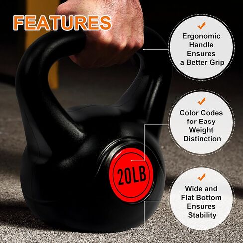 Wide Grip 3-Piece or 4-Piece Kettlebell Exercise Fitness Weight Set, Include 5 lbs, 10 lbs, 15 lbs and 20 lbs, Set of 3 or Set of 4 in Saudi Arabia