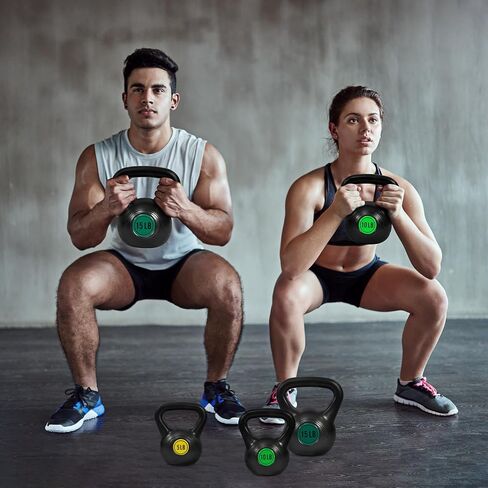 Wide Grip 3-Piece or 4-Piece Kettlebell Exercise Fitness Weight Set, Include 5 lbs, 10 lbs, 15 lbs and 20 lbs, Set of 3 or Set of 4 in Saudi Arabia