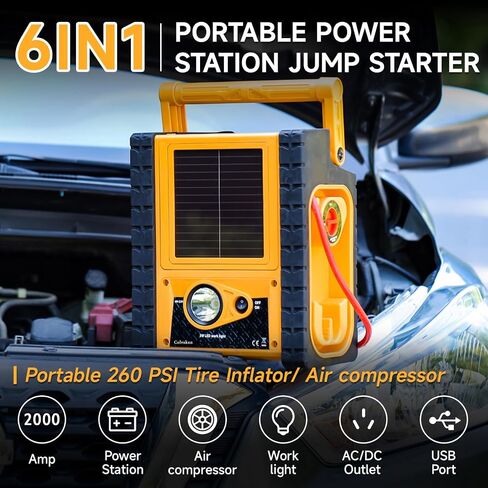Jump Starter with Air Compressor, 260PSI 1000A Car Battery Jump Starter Battery Pack (6.0 Gas/6.0L Diesel),12V Car Jumper Starter Portable Jump Box with Tire Inflator in Saudi Arabia