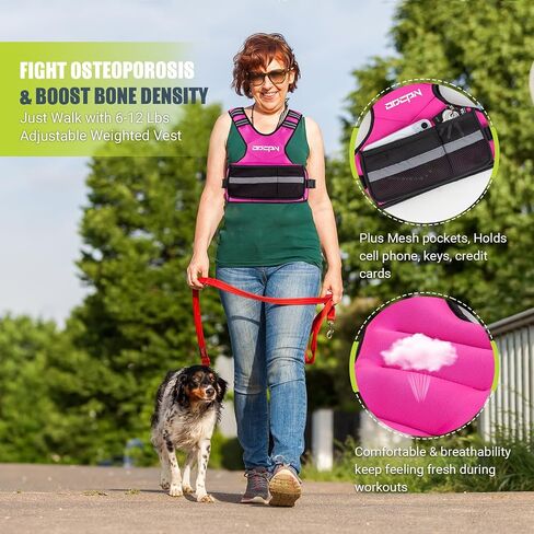 Weighted Vest Adjustable Weights for Women, 6-12 Lbs Weight Vest for Walking with Plus Size Pocket, Ruck Vest with 6 Ironsand Weights & Reflective Strip for Running, Workouts & Strength Training in Kuwait
