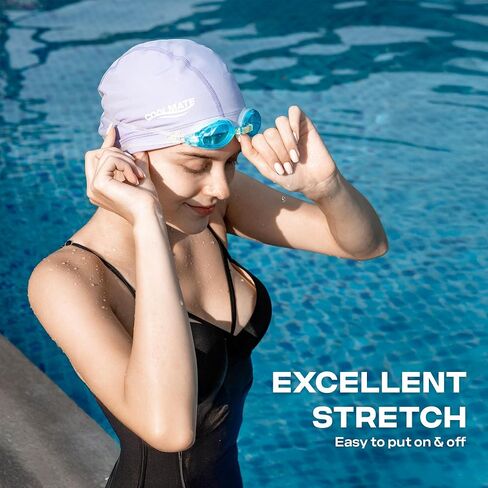 COOLMATE Fabric Swim Cap for Adult Women Men Kid 3 4 6 8 14 16, Silicone Water Resistant Layer, Cloth Swim Cap Gifts for Swimmers, Lightweight for Pool, Lap Swimming (1 pc) in Saudi Arabia