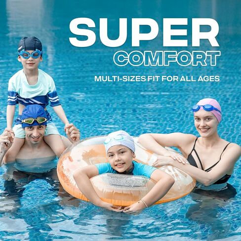 COOLMATE Fabric Swim Cap for Adult Women Men Kid 3 4 6 8 14 16, Silicone Water Resistant Layer, Cloth Swim Cap Gifts for Swimmers, Lightweight for Pool, Lap Swimming (1 pc) in Saudi Arabia