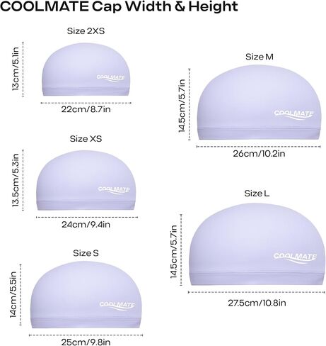 COOLMATE Fabric Swim Cap for Adult Women Men Kid 3 4 6 8 14 16, Silicone Water Resistant Layer, Cloth Swim Cap Gifts for Swimmers, Lightweight for Pool, Lap Swimming (1 pc) in Saudi Arabia