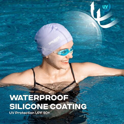 COOLMATE Fabric Swim Cap for Adult Women Men Kid 3 4 6 8 14 16, Silicone Water Resistant Layer, Cloth Swim Cap Gifts for Swimmers, Lightweight for Pool, Lap Swimming (1 pc) in Saudi Arabia