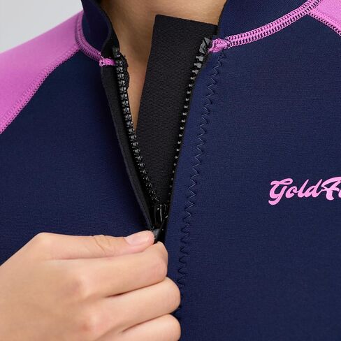 GoldFin Women Wetsuit Top, Womens Short Sleeve Wet Suit Jacket Neoprene Front Zip 2mm Swim Jackets Scuba Swimming Diving Snorkeling Water Aerobics in Kuwait