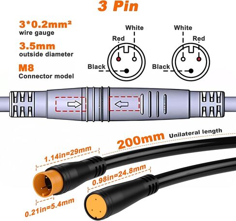 24AWG Cable Waterproof Extension Cable Male/Female Connector for Electric Bike Extension Cable ConnectorEssential Ebike Replacement Parts 2Pin 3Pin 4Pin 5Pin 6Pin in Saudi Arabia