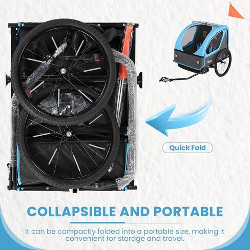 مقطورة دراجة Sepnine Kids ، 2 in1 Canopy Carrier تتحول إلى pushcart مناسبة من 1 إلى 2 أطفال صغار ، أطفال ، نعلق سريع بالدراجة ، قابلة للطي ، مع تسخير 5 نقاط وأكياس التخزين in Kuwait