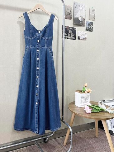 utcoco Denim Dress for Women Sleeveless Button Down Slim Fit Midi Jean Dresses for Women 2025 in Saudi Arabia