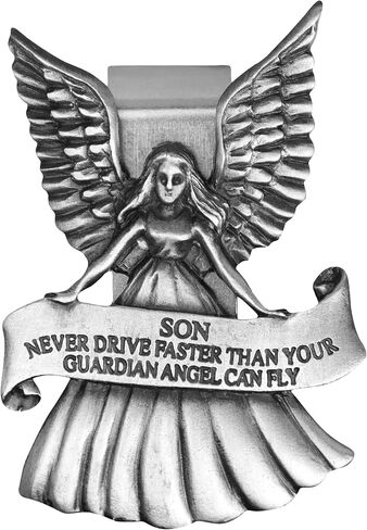 True Faith Jewelry Pewter Daughter Drive Safely Heart Car Guardian Angel Visor Clip, New Driver Gifts from Mom and Dad, Fine Pewter (92% Tin), 3-7/8 x 1-7/8 Inch in Saudi Arabia