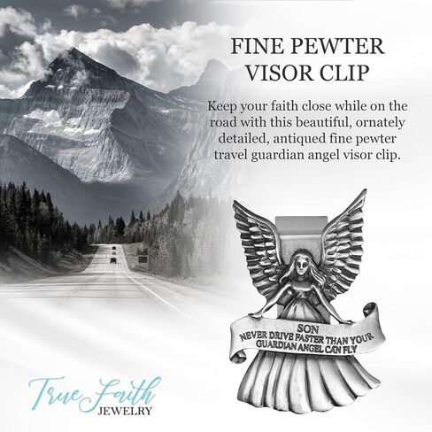 True Faith Jewelry Pewter Daughter Drive Safely Heart Car Guardian Angel Visor Clip, New Driver Gifts from Mom and Dad, Fine Pewter (92% Tin), 3-7/8 x 1-7/8 Inch in Saudi Arabia