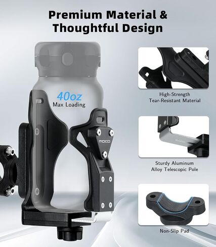 MoKo Bike Water Bottle Holder, Adjustable Bike Water Bottle Cage for 1.9-3.6" Diameter Bottle, for Handlebar & Frame, Motorcycle Cup Holder with Screw Tool, for Bicycle/Stroller/Scooter/Wheelchair/ATV in Saudi Arabia
