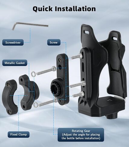 MoKo Bike Water Bottle Holder, Adjustable Bike Water Bottle Cage for 1.9-3.6" Diameter Bottle, for Handlebar & Frame, Motorcycle Cup Holder with Screw Tool, for Bicycle/Stroller/Scooter/Wheelchair/ATV in Saudi Arabia