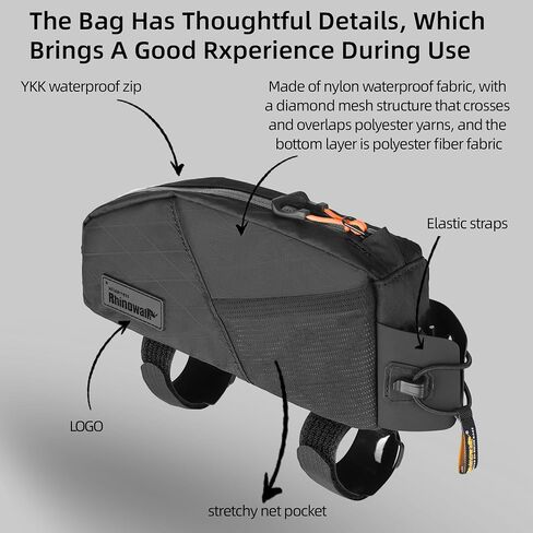 حقيبة دراجة Rhinowalk Bike Top Bicycle Front Frump Frand Bag Bag Bagen Pike 1.2L مع جيوب شبكية جانبية مثالية لركوب الدراجات على الطريق MTB. in Kuwait