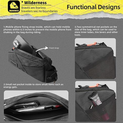 حقيبة دراجة Rhinowalk Bike Top Bicycle Front Frump Frand Bag Bag Bagen Pike 1.2L مع جيوب شبكية جانبية مثالية لركوب الدراجات على الطريق MTB. in Kuwait
