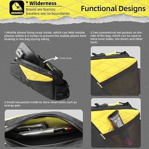 حقيبة دراجة Rhinowalk Bike Top Bicycle Front Frump Frand Bag Bag Bagen Pike 1.2L مع جيوب شبكية جانبية مثالية لركوب الدراجات على الطريق MTB. in Kuwait