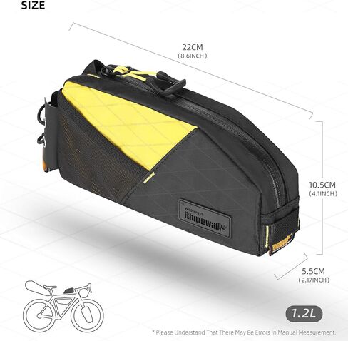 حقيبة دراجة Rhinowalk Bike Top Bicycle Front Frump Frand Bag Bag Bagen Pike 1.2L مع جيوب شبكية جانبية مثالية لركوب الدراجات على الطريق MTB. in Saudi Arabia