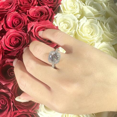 1 CT Moissanite Engagement Ring for Women – 925 Sterling Silver, White Gold Plated, Adjustable Round Promise & Wedding Band Ring in Saudi Arabia