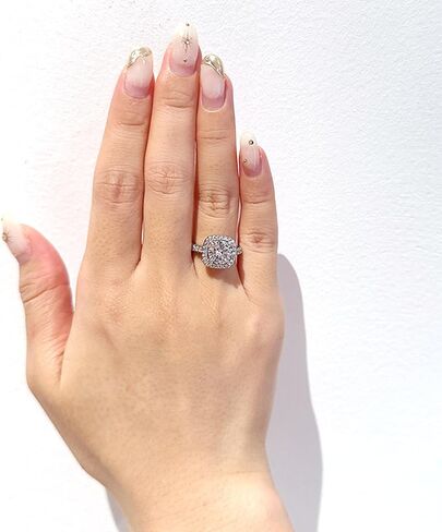 1 CT Moissanite Engagement Ring for Women – 925 Sterling Silver, White Gold Plated, Adjustable Round Promise & Wedding Band Ring in Saudi Arabia