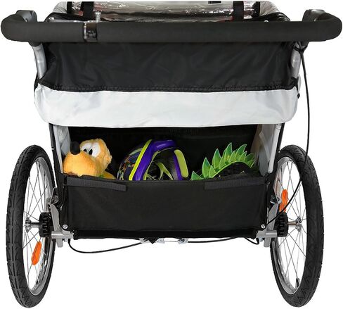 ClevrPlus Deluxe 3-in-1 Double 2 Seat Bicycle Bike Trailer Jogger Stroller for Kids Children | Foldable Collapsible w/Pivot Front Wheel in Saudi Arabia