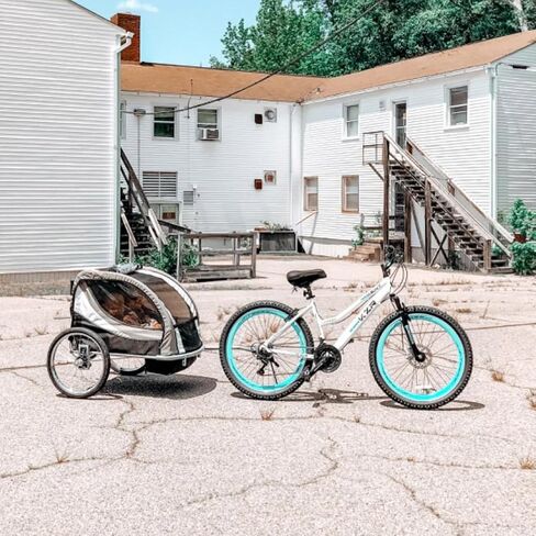 ClevrPlus Deluxe 3-in-1 Double 2 Seat Bicycle Bike Trailer Jogger Stroller for Kids Children | Foldable Collapsible w/Pivot Front Wheel in Saudi Arabia