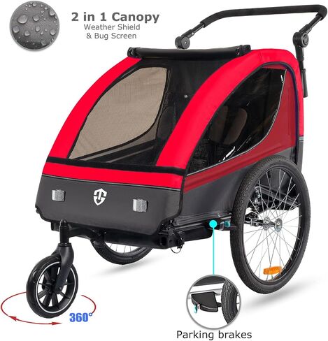 Tiggo vs Suspension Bike Trailer & Stroller 2 in 1 مقعد مزدوج للأطفال الصغار والأطفال و child Bicycle Carrier Gogger in Kuwait