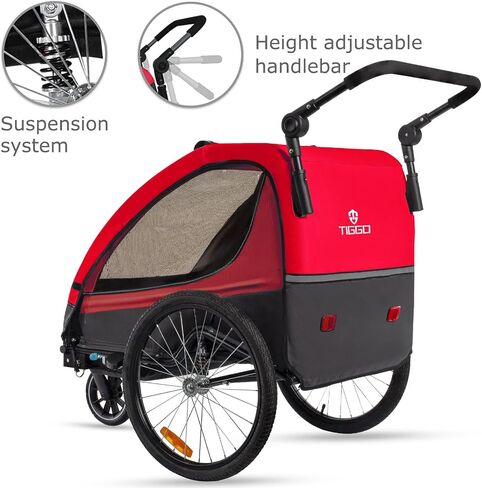 Tiggo vs Suspension Bike Trailer & Stroller 2 in 1 مقعد مزدوج للأطفال الصغار والأطفال و child Bicycle Carrier Gogger in Kuwait