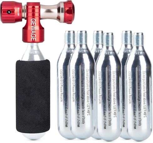 CO2 نفخ مع خراطيش 4 أو 6 × 16 جرام - مضخة الدراجة CO2 Presta & Schrader صمام التوافق - تضخيم إطارات الدراجات CO2 للدراجة الجبلية والطرق in Kuwait