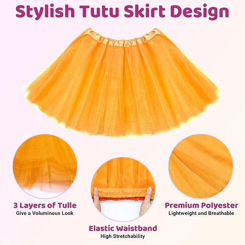 Tutu for Toddler Girls 3 Layers Tulle Tutu Skirt for Kids Age 4-14 Tutus for Dance Ballet Costume Dress Halloween Tutu in Kuwait