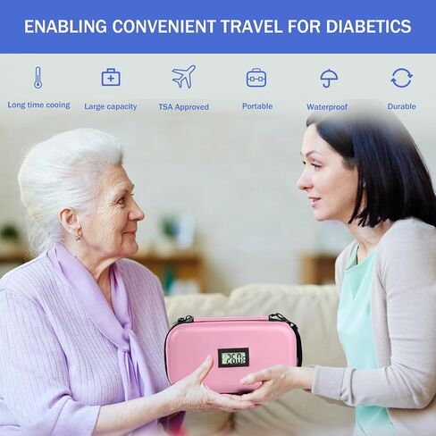 Insulin Cooler Travel Case TSA Approved Refrigerated Medicine Organizer Bag with Thermometer Temperature Display Keep Medicine Cool Include 2 Ice Packs for Diabetic in Saudi Arabia