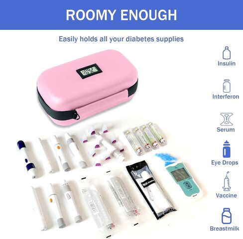 Insulin Cooler Travel Case TSA Approved Refrigerated Medicine Organizer Bag with Thermometer Temperature Display Keep Medicine Cool Include 2 Ice Packs for Diabetic in Saudi Arabia