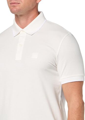 BOSS Square Patch Logo Slim Fit Cotton Polo Shirt, Mauve Pink, L in Saudi Arabia