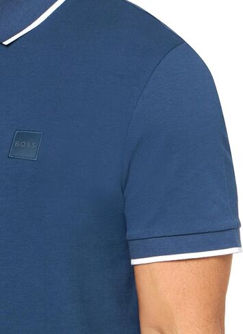 BOSS Square Patch Logo Slim Fit Cotton Polo Shirt, Mauve Pink, L in Saudi Arabia