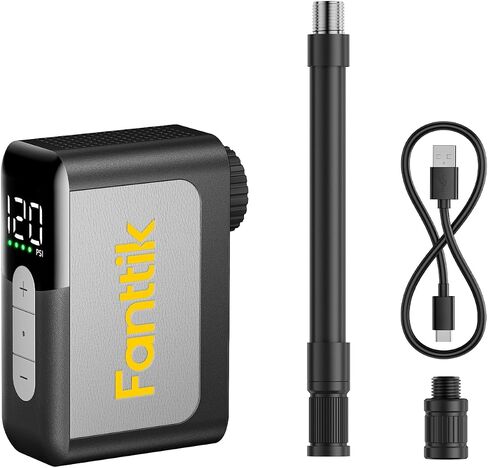 Fanttik X10 Ace Mini Bike Pump with Gauge, 120PSI Electric Bike Pump with Presta and Schrader Valve, Auto Stop, Fast Inflation for Road Bike in Saudi Arabia